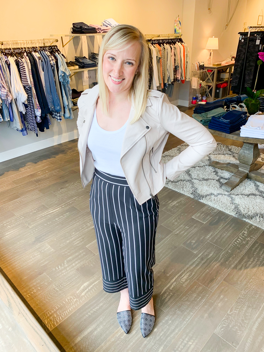 Pants Trend, cropped pants, striped pants, Genevieve Boutique, Chicago Personal Stylist